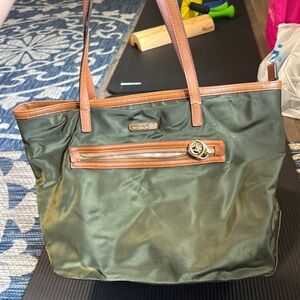 Michael Kors Olive Green Tote with Tan Accents